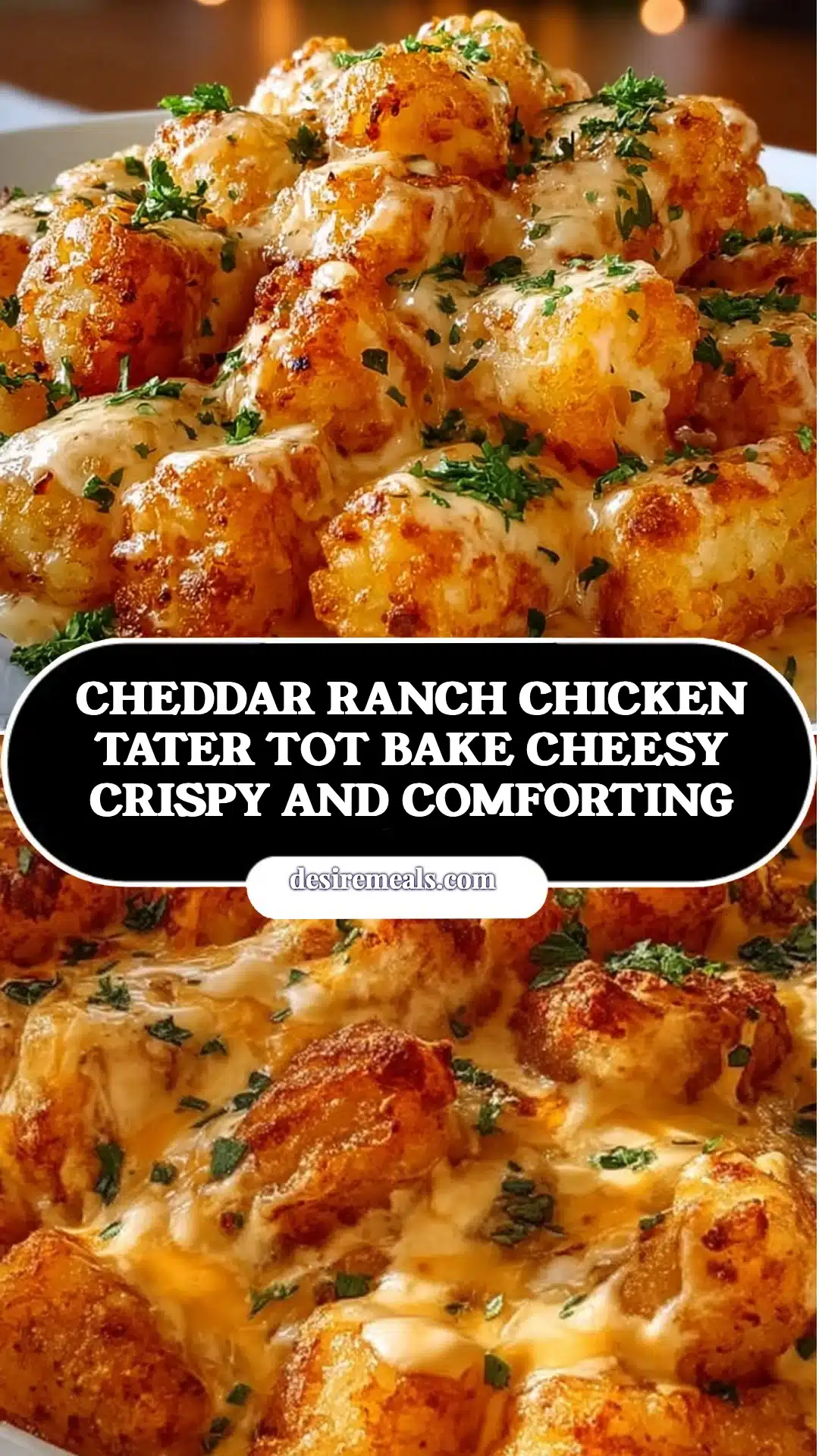 Cheddar Ranch Chicken Tater Tot Bake Cheesy Crispy and Comforting