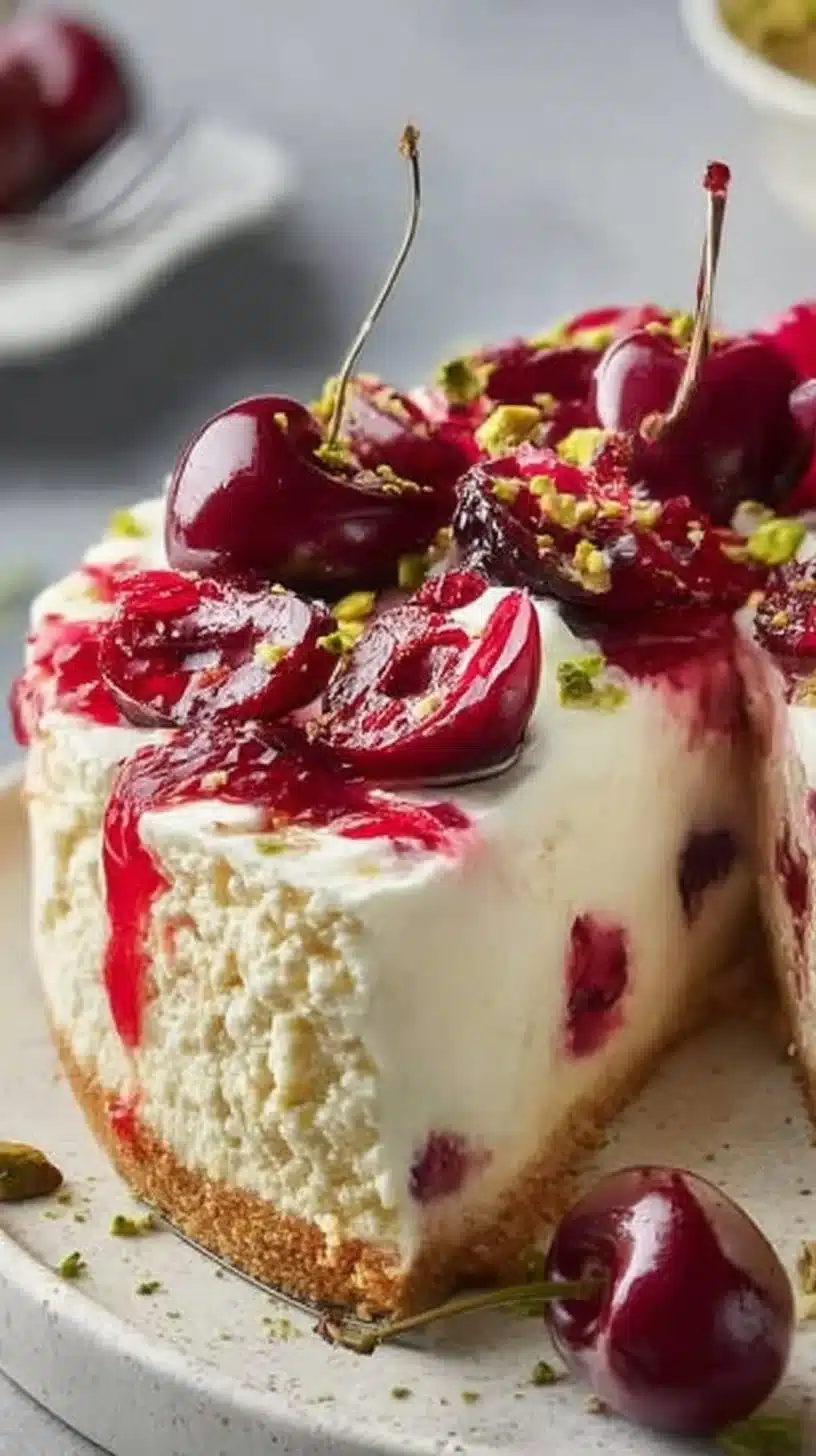 Cherry & Pistachio Cheesecake