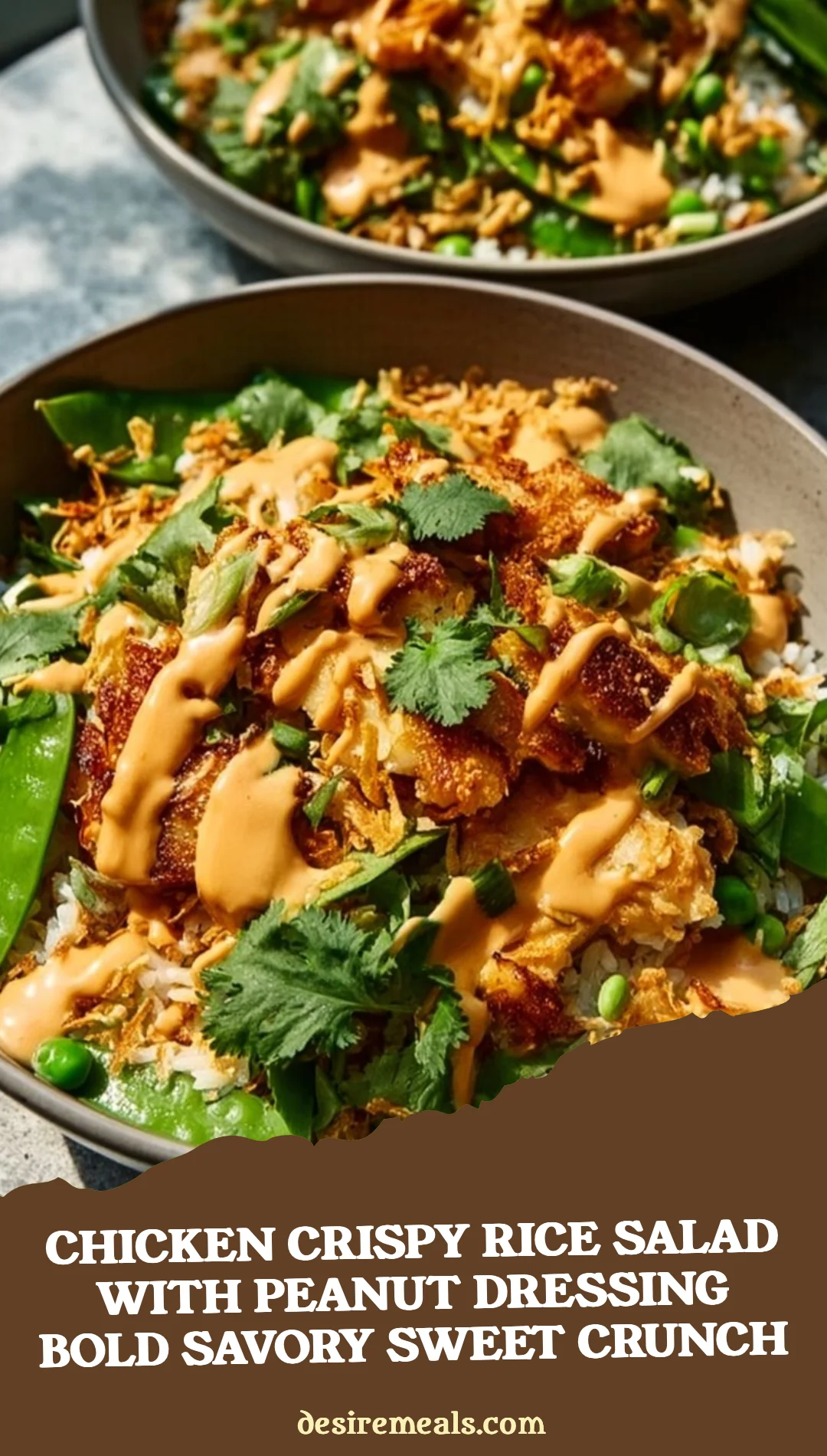 Chicken Crispy Rice Salad with Peanut Dressing Bold Savory Sweet Crunch