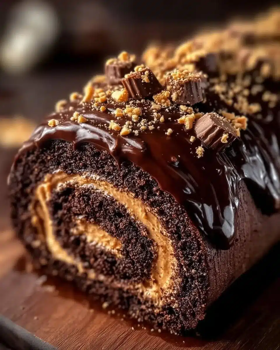 Deliciously rich and moist chocolate cake topped with creamy frosting.