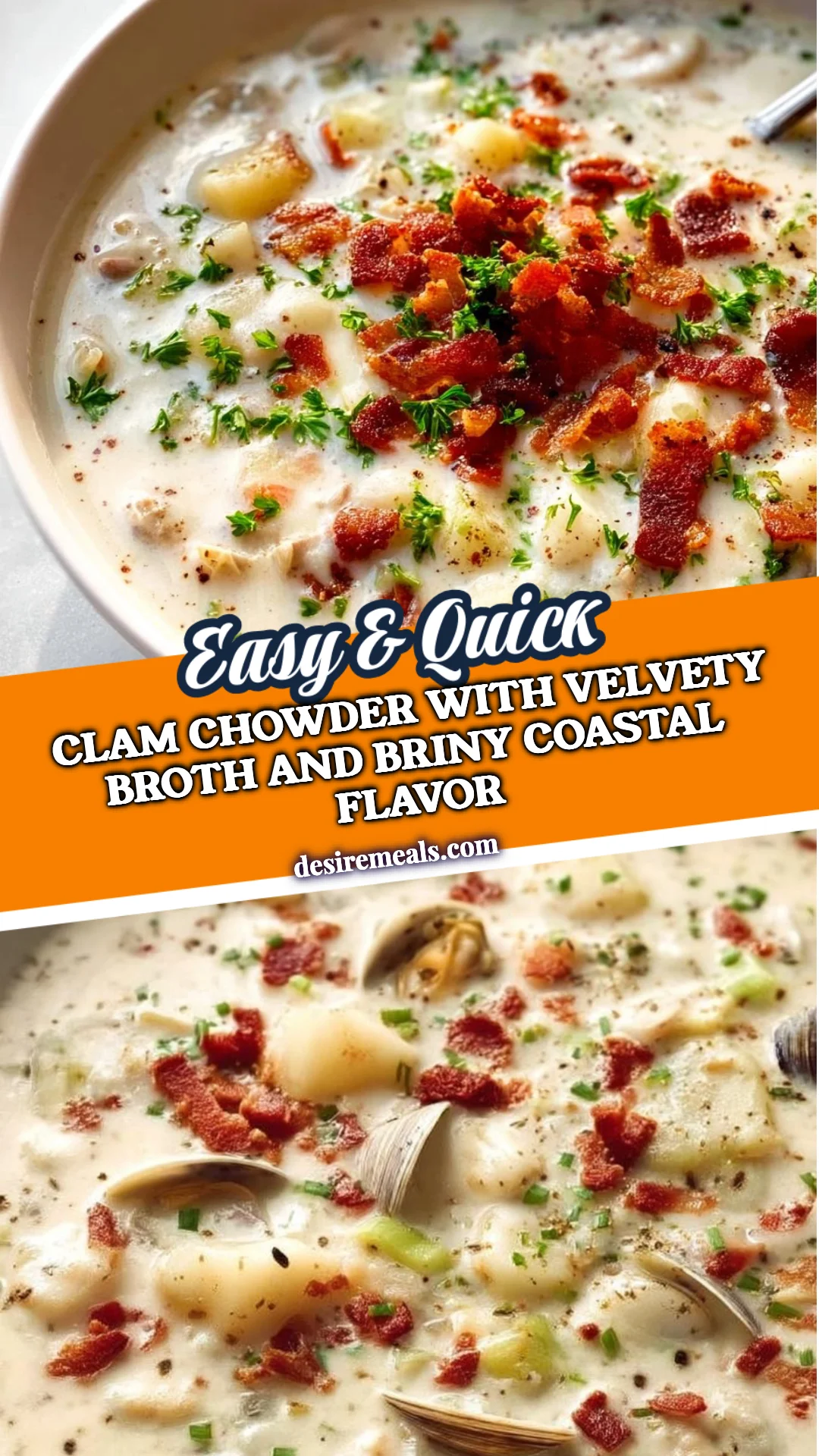 Clam Chowder with velvety broth and briny coastal flavor