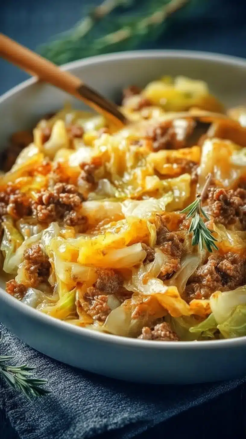 Creamed Cabbage and Ground Beef Casserole