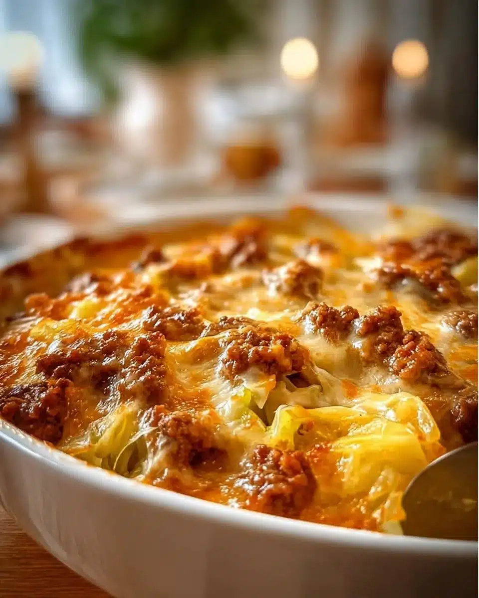 Creamed Cabbage and Ground Beef Casserole