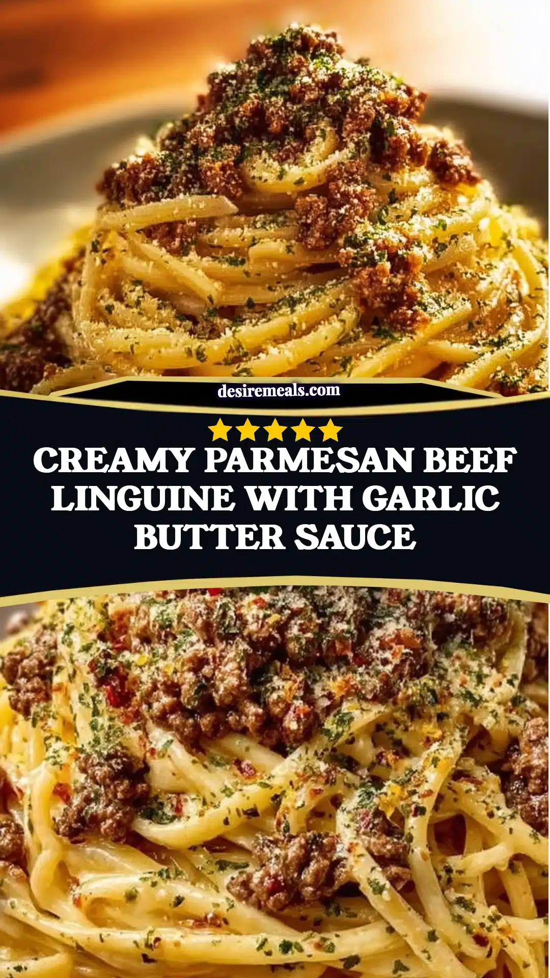 Creamy Parmesan Beef Linguine with Garlic Butter Sauce