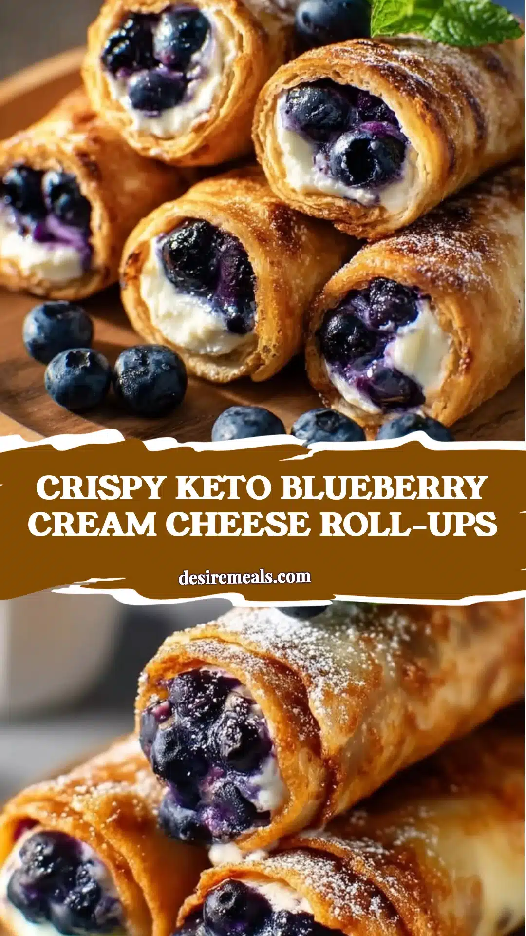 Crispy Keto Blueberry Cream Cheese Roll-ups