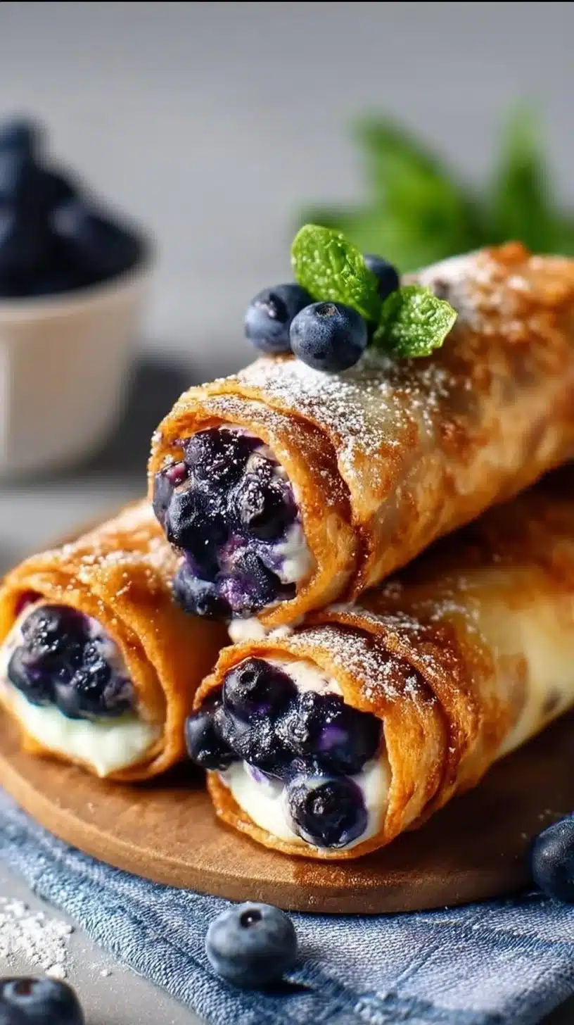 Crispy Keto Blueberry Cream Cheese Roll-ups