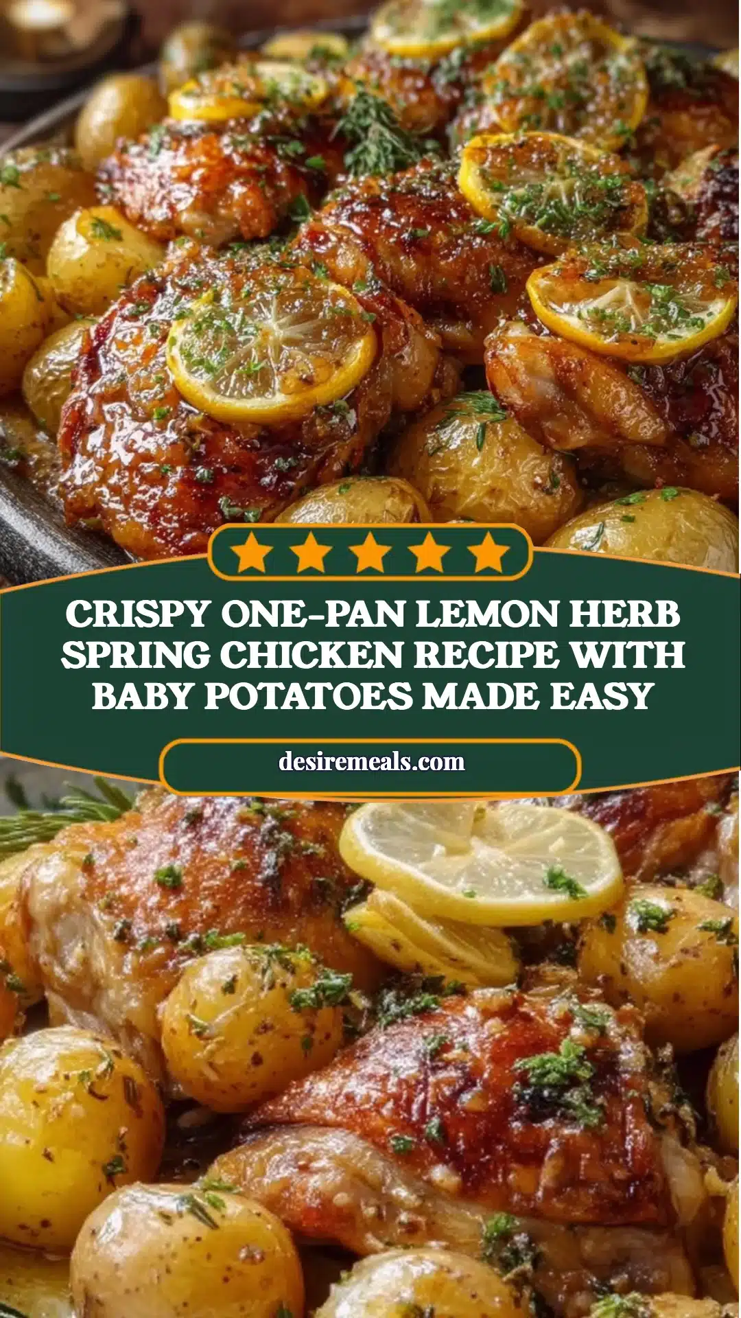 Crispy One-Pan Lemon Herb Spring Chicken Recipe with Baby Potatoes Made Easy