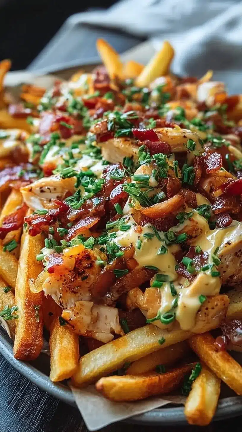 Dirty Chicken and Bacon Loaded Fries for Game Day Bliss