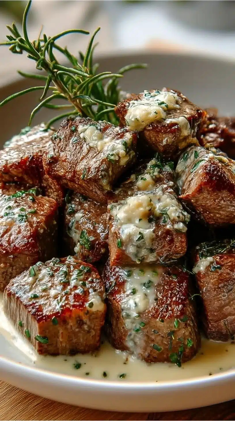 Garlic Butter Steak Bites with Creamy Parmesan Sauce