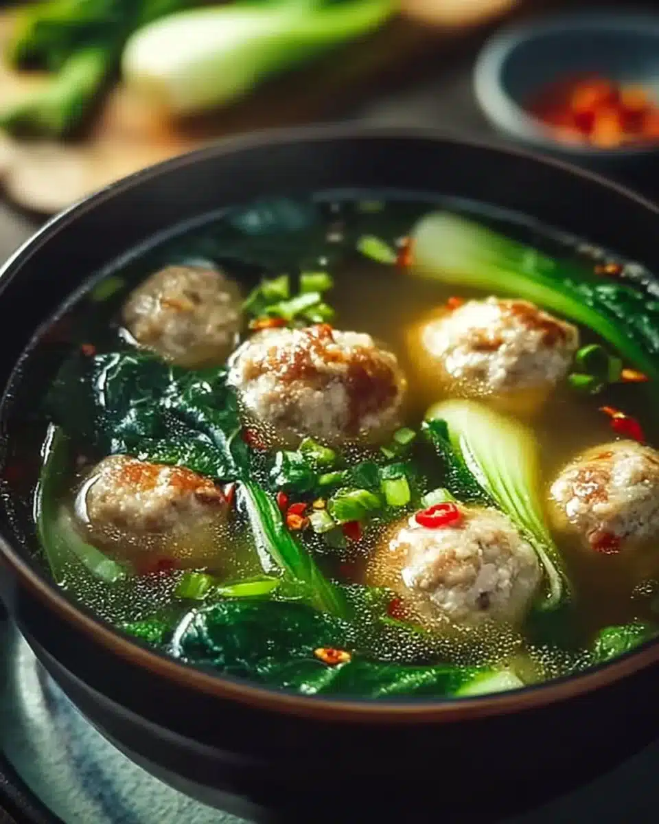 Ginger Chicken Meatball Soup with Bok Choy for Cozy Nights