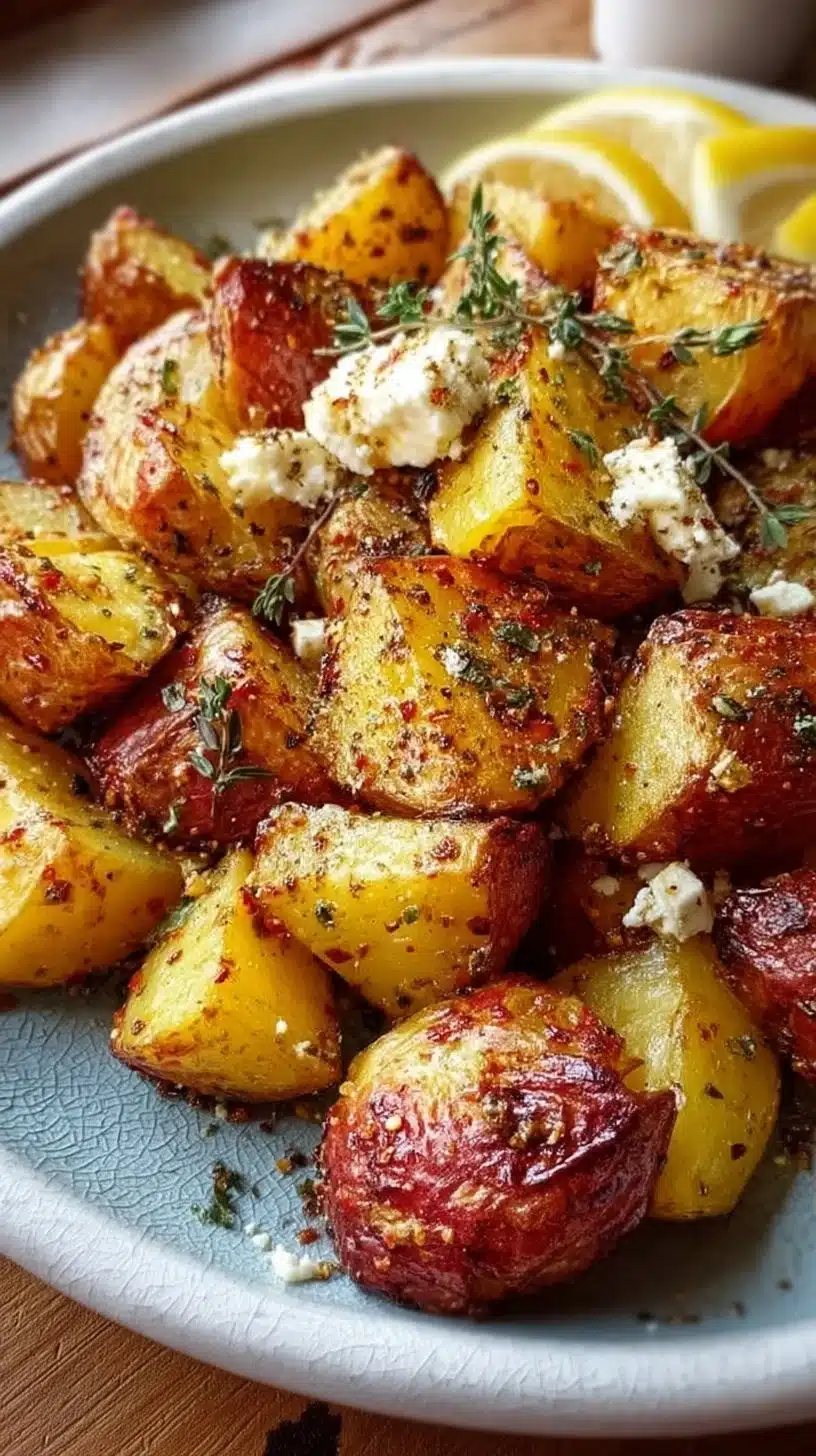 Greek Lemon Feta Roasted Potatoes