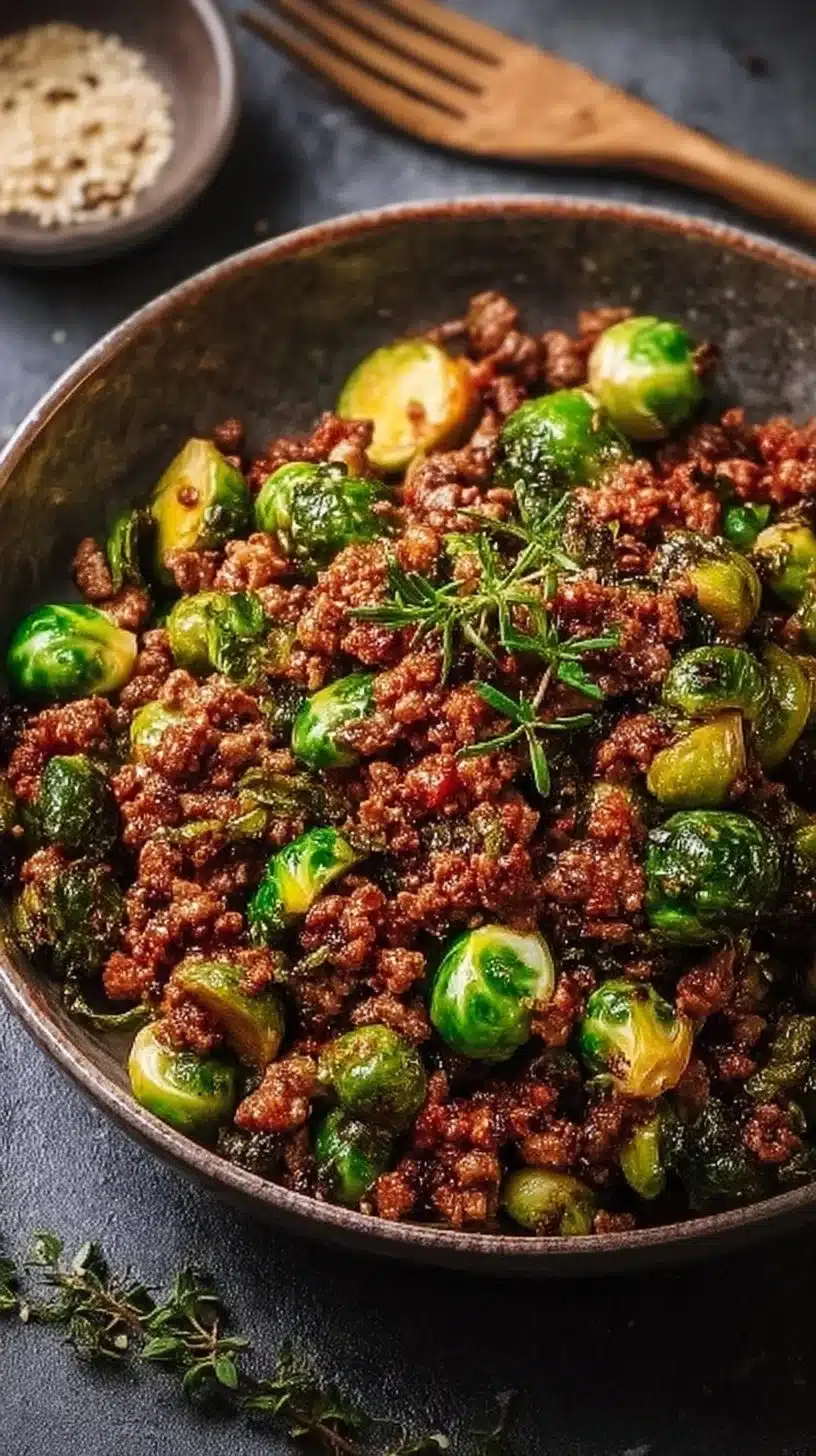 Ground Beef and Brussels Sprouts