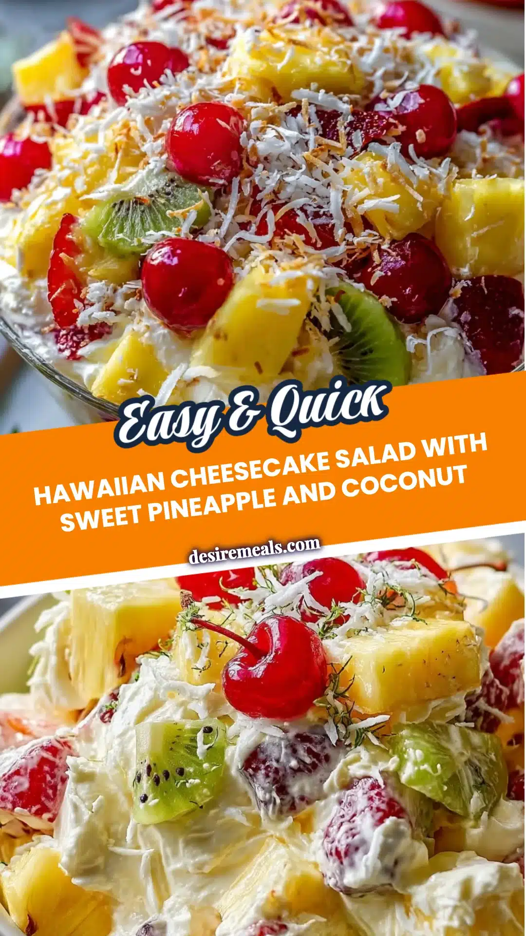 Hawaiian Cheesecake Salad with Sweet Pineapple and Coconut