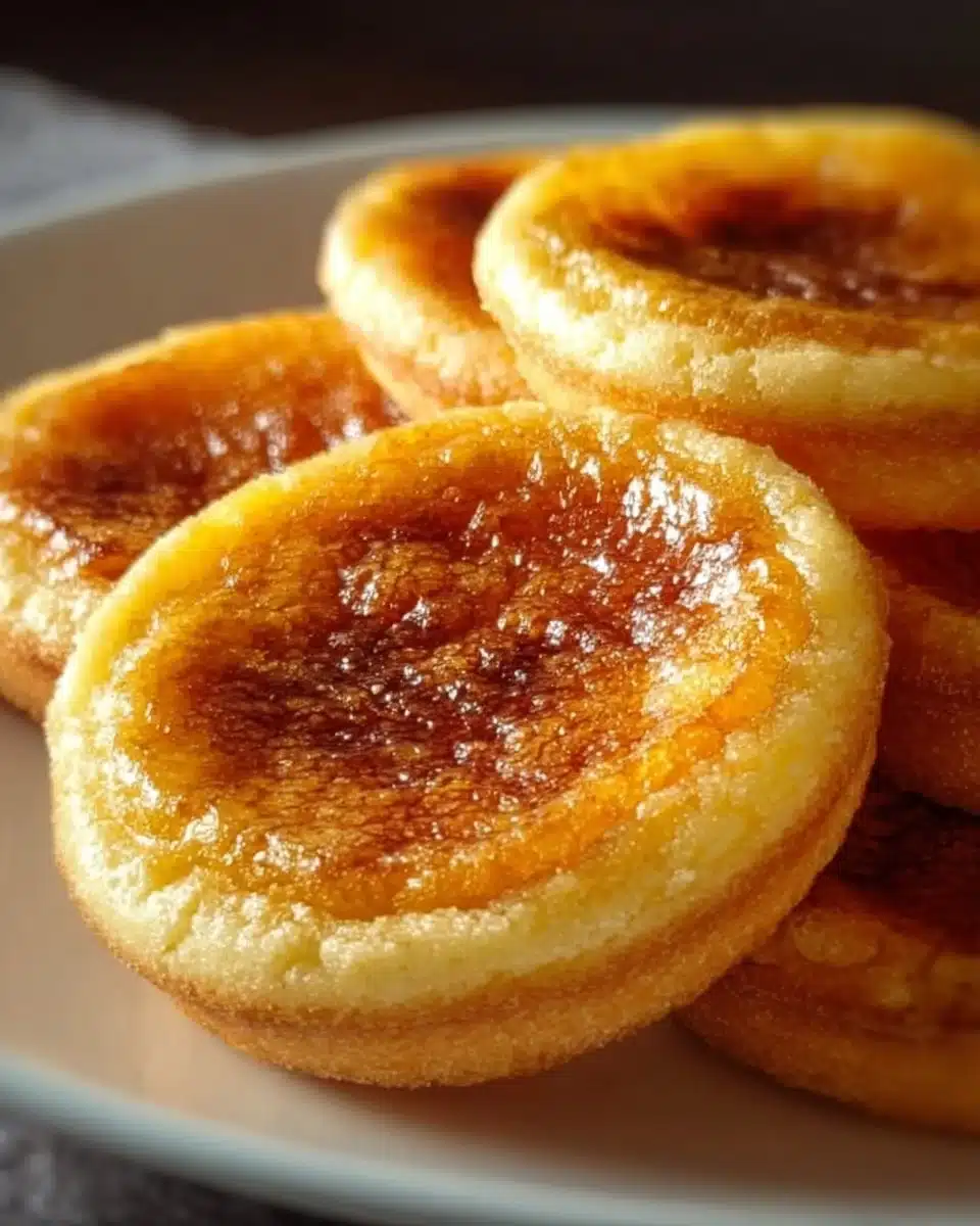 Freshly baked Crème Brûlée Cookies with soft centers and crispy caramel tops