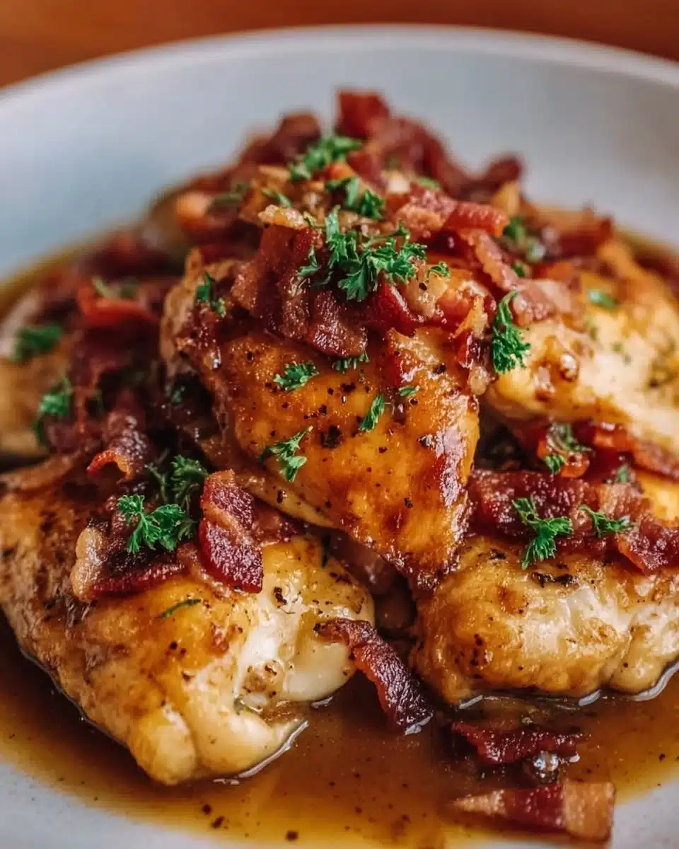 Maple Garlic Bacon Chicken dinner with caramelized flavors and smoky finish