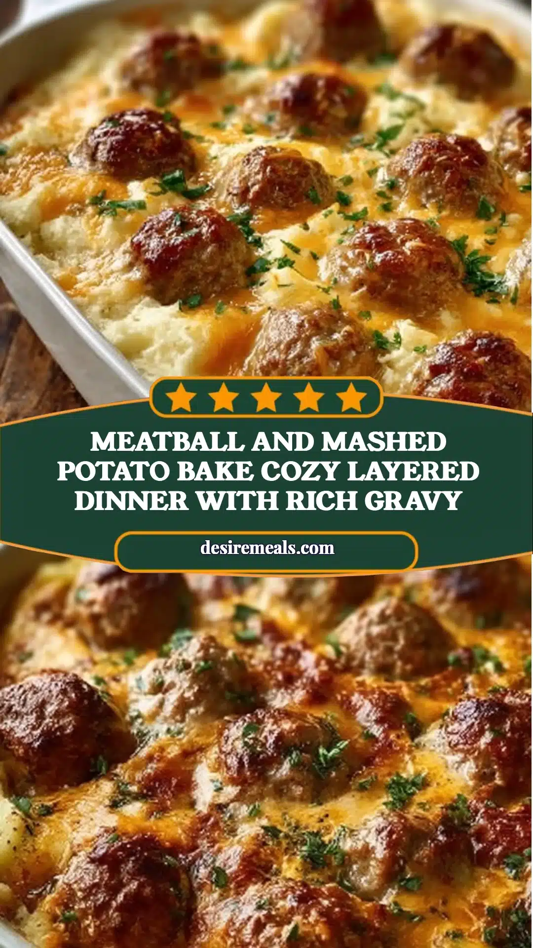 Meatball and Mashed Potato Bake Cozy Layered Dinner With Rich Gravy