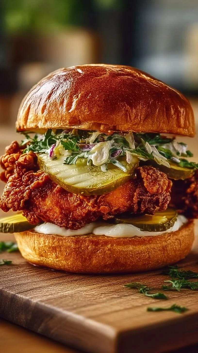 Pickle Brined Fried Chicken Sandwich