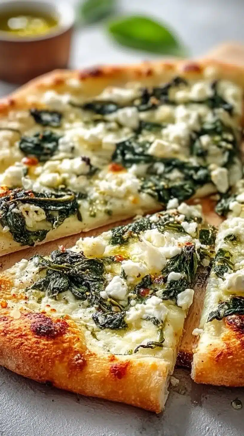 Roasted Garlic Spinach White Pizza