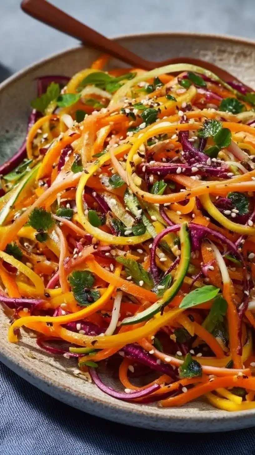 Shaved Rainbow Carrot Sesame Salad