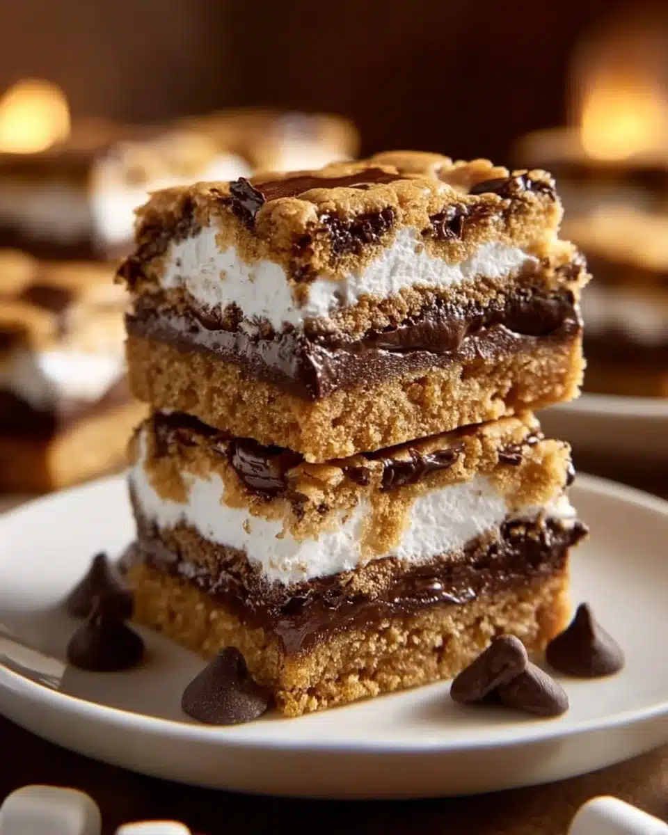 Delicious S'mores Cookie Bars dessert squares, gooey and perfect for sharing.