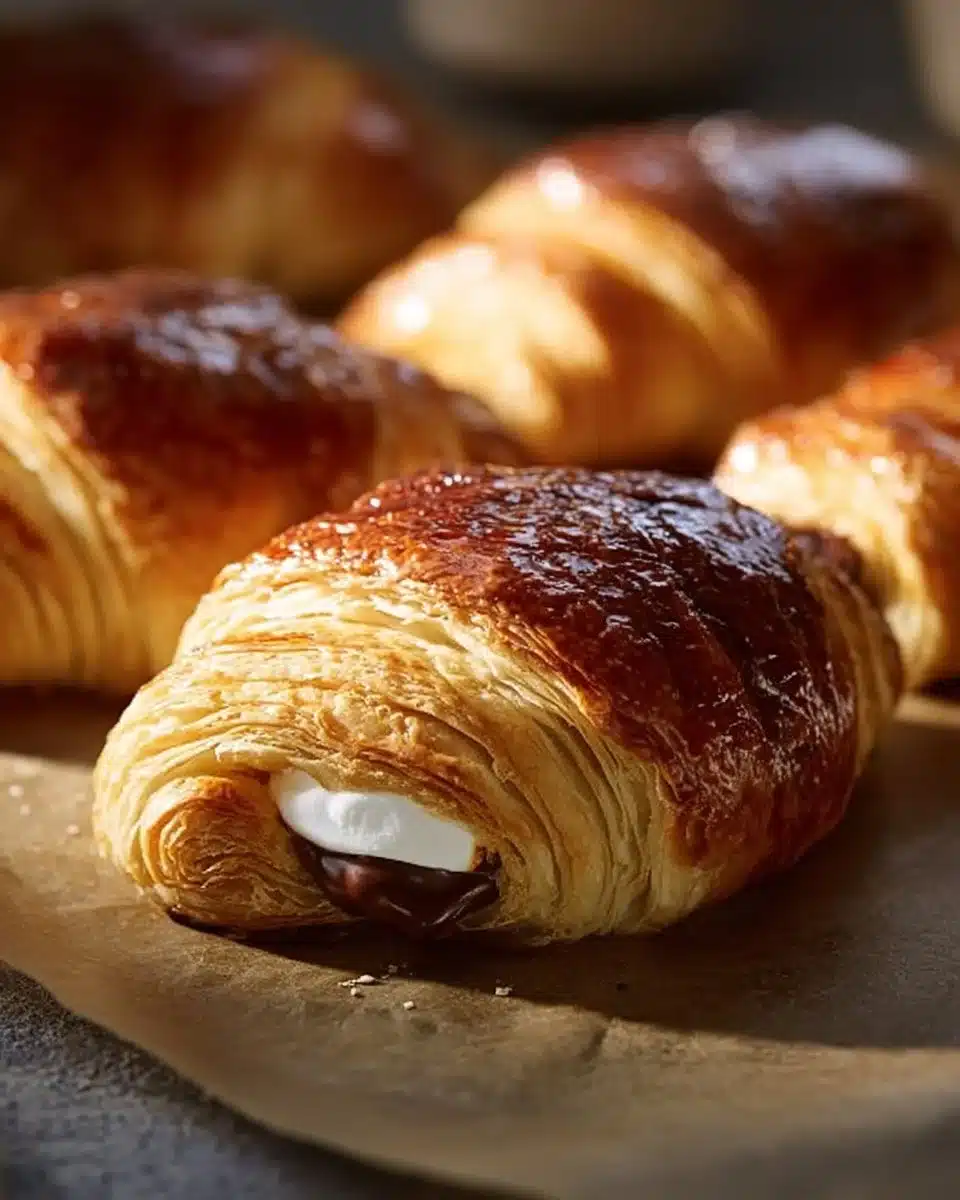 Gooey S'mores Crescent Rolls with chocolate and marshmallows