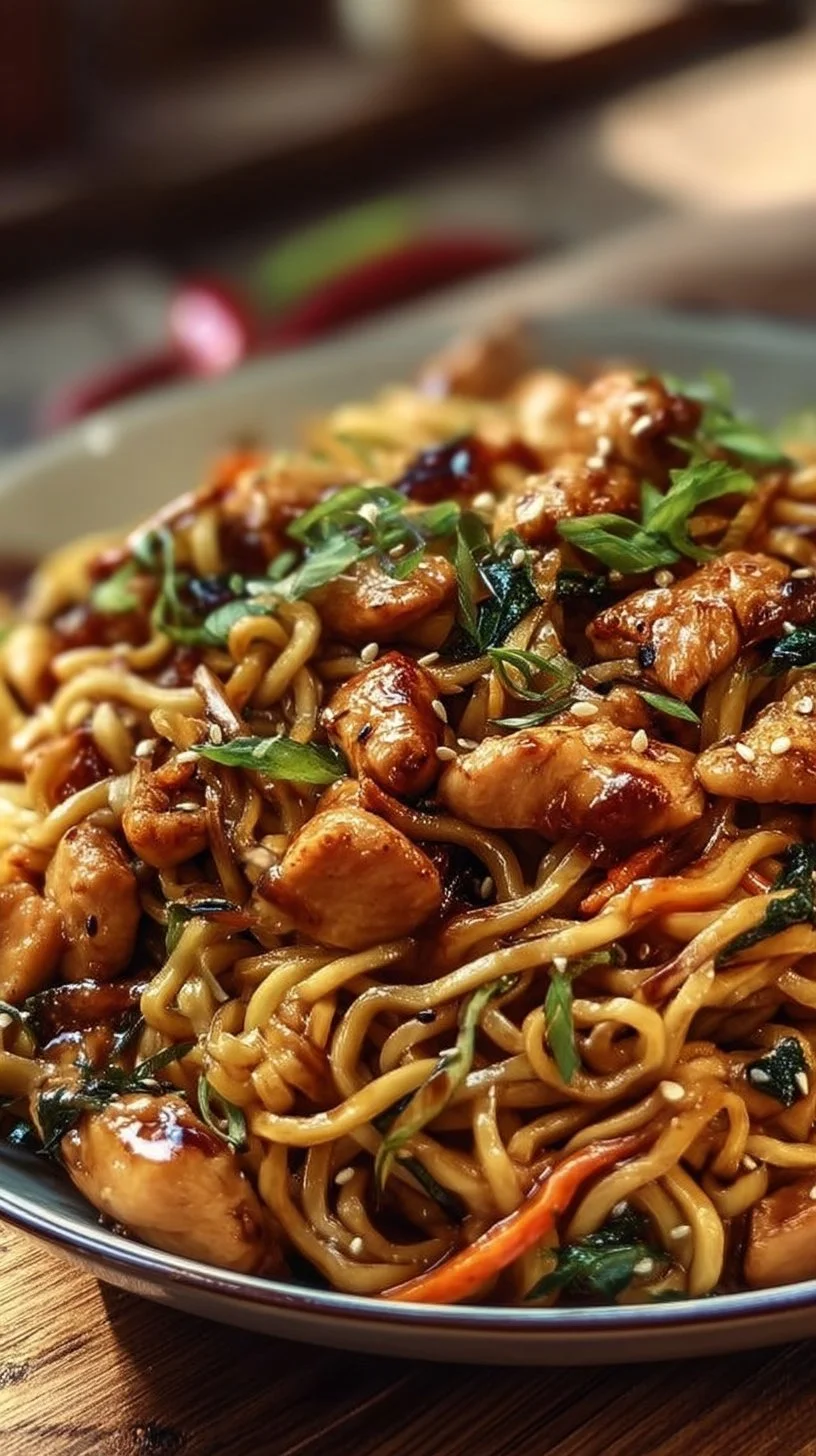 Sticky Garlic Chicken Noodles