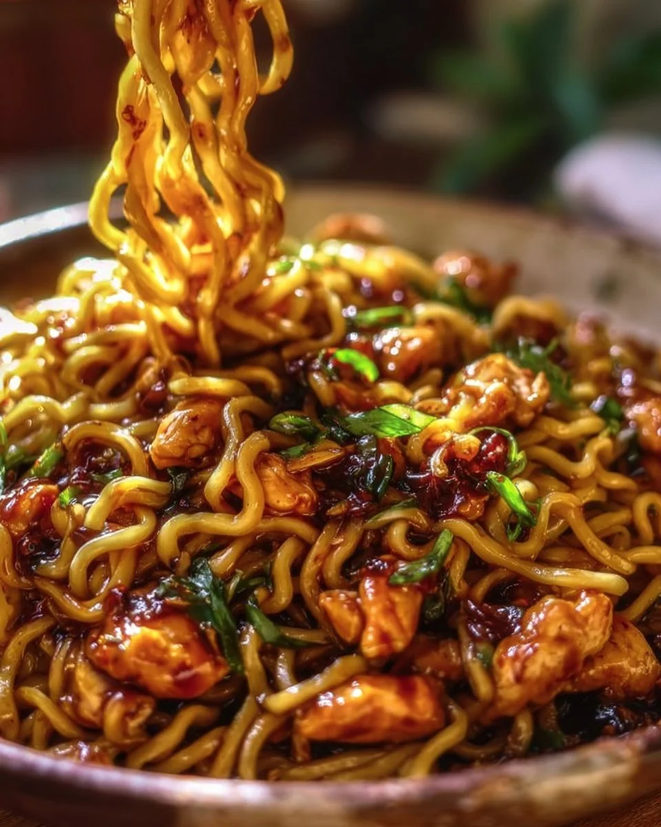 Sticky Garlic Chicken Noodles