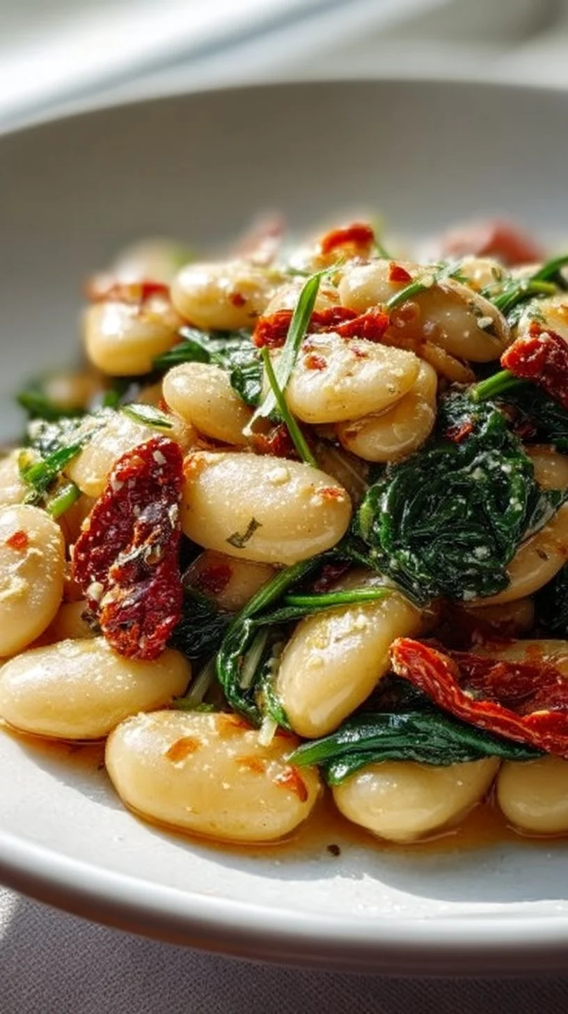 Tuscan Butter Beans with Spinach and Sun-Dried Tomatoes