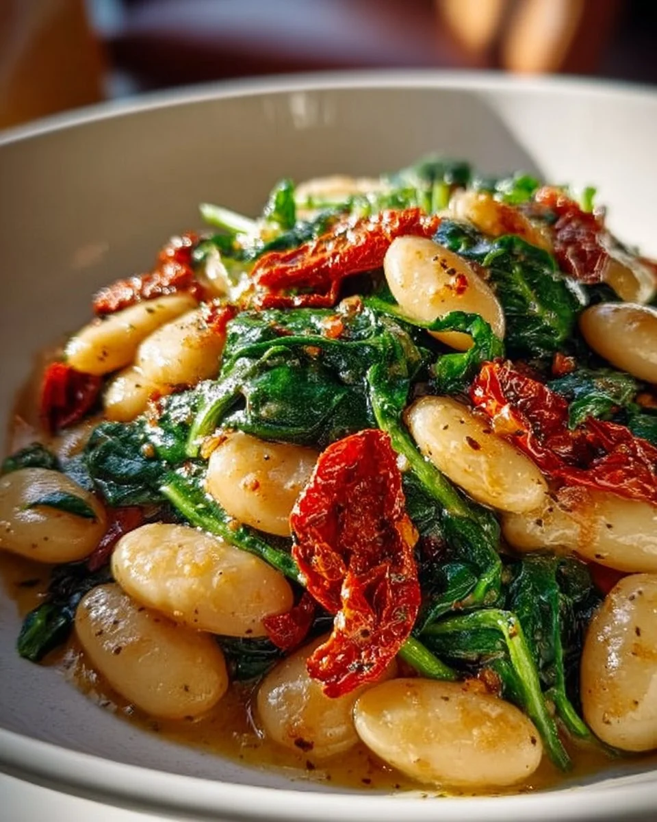 Tuscan Butter Beans with Spinach and Sun-Dried Tomatoes