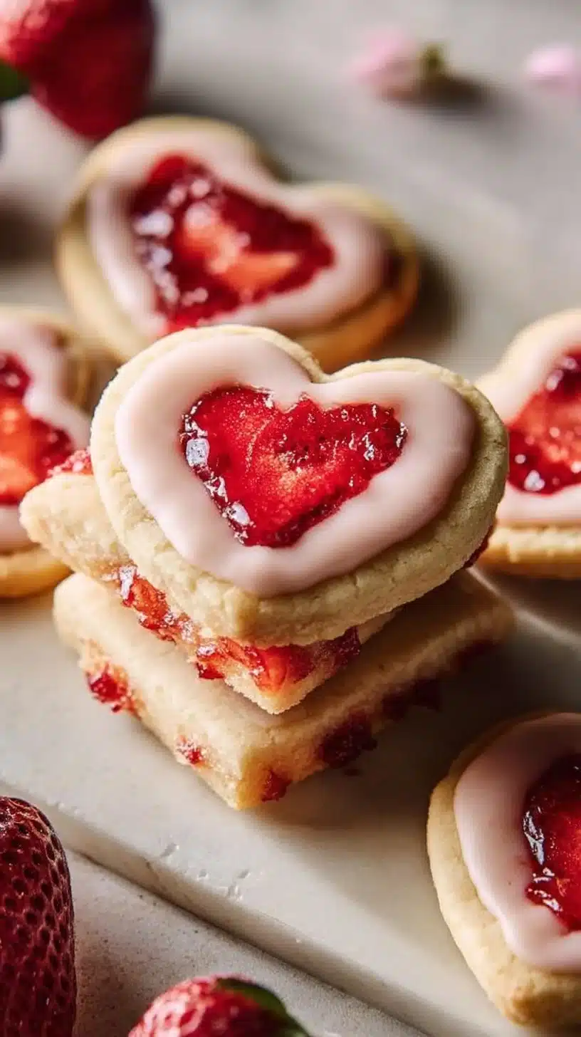 Valentine’s Day Strawberry Shortbread Cookies
