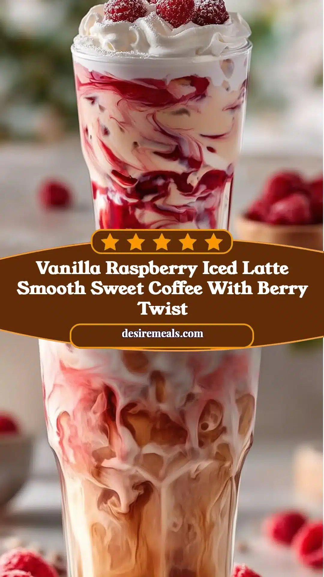 Vanilla Raspberry Iced Latte Smooth Sweet Coffee With Berry Twist