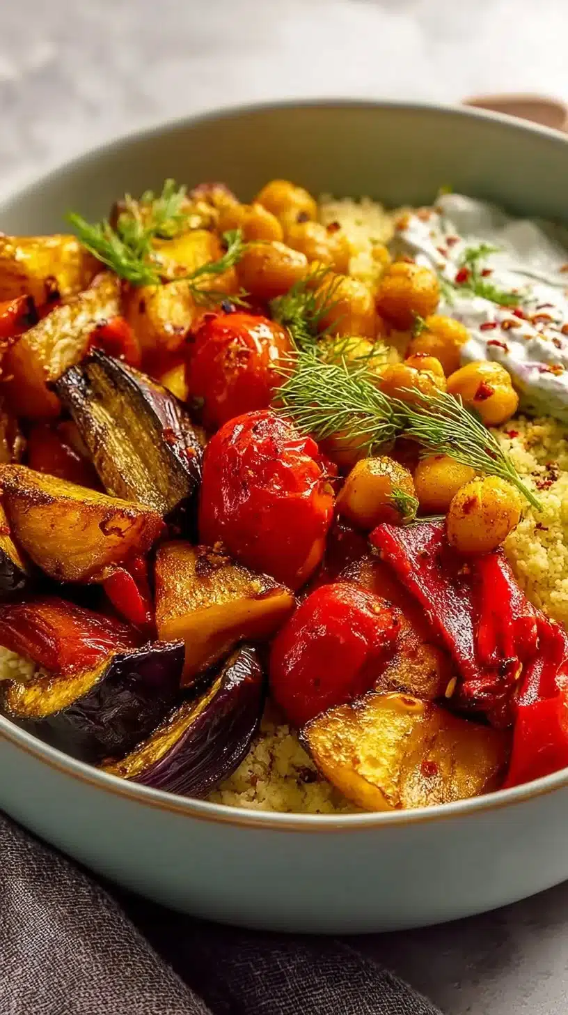 Vegan Mediterranean Roasted Vegetables Bowl