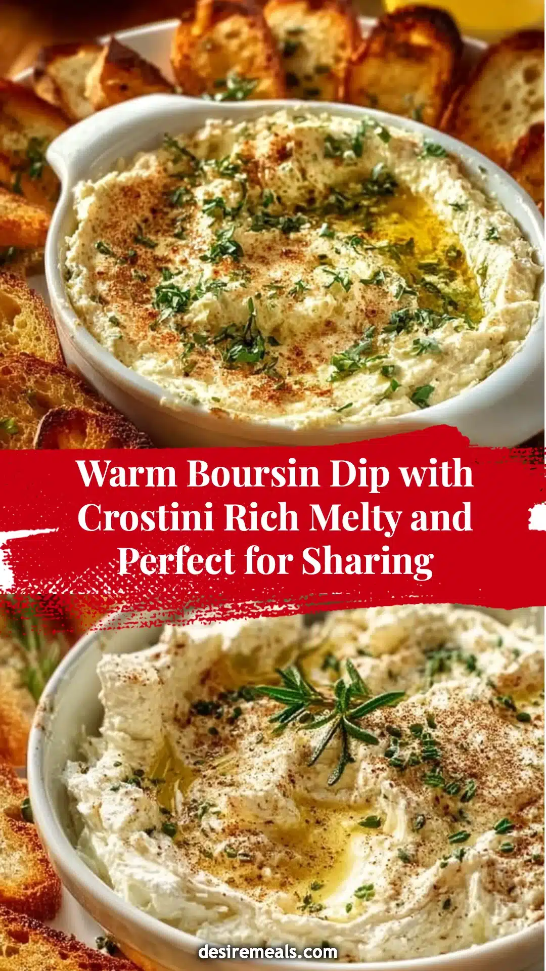 Warm Boursin Dip with Crostini Rich Melty and Perfect for Sharing