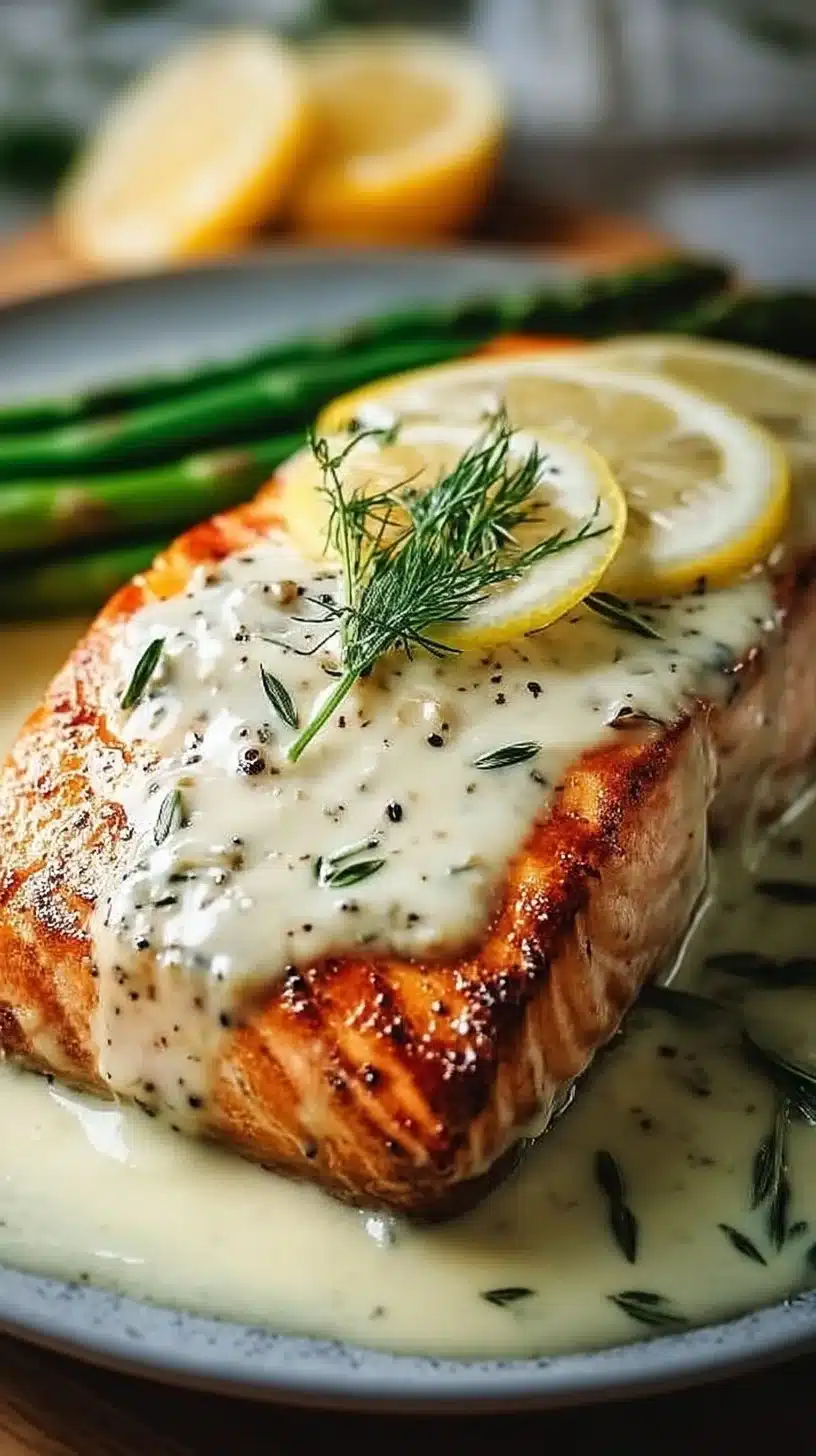 Baked Salmon with Lemon Butter Cream Sauce