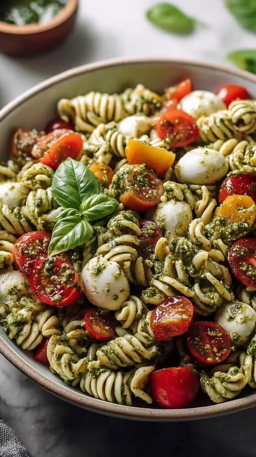 Caprese Pesto Pasta Salad with light texture and bold savory taste 7 Caprese Pesto Pasta Salad