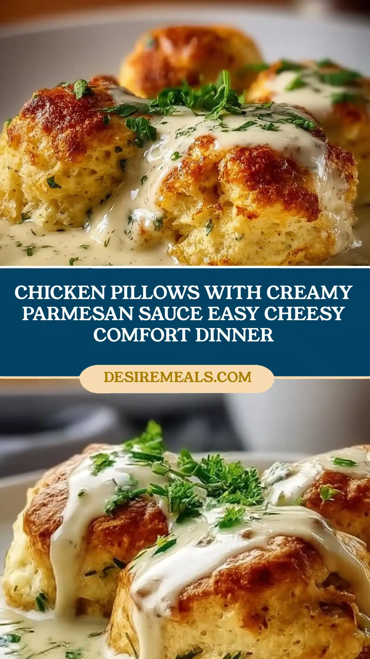Chicken Pillows with Creamy Parmesan Sauce Easy Cheesy Comfort Dinner
