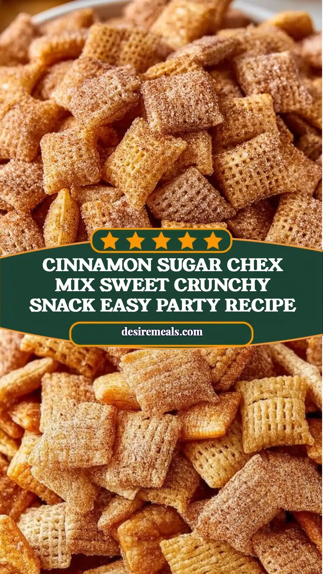 Cinnamon Sugar Chex Mix Sweet Crunchy Snack Easy Party Recipe