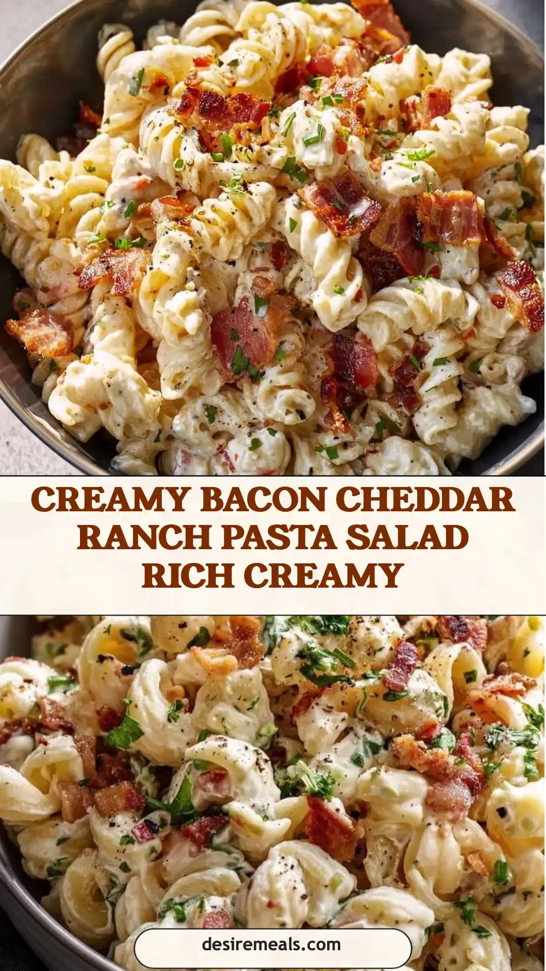 Creamy Bacon Cheddar Ranch Pasta Salad rich creamy