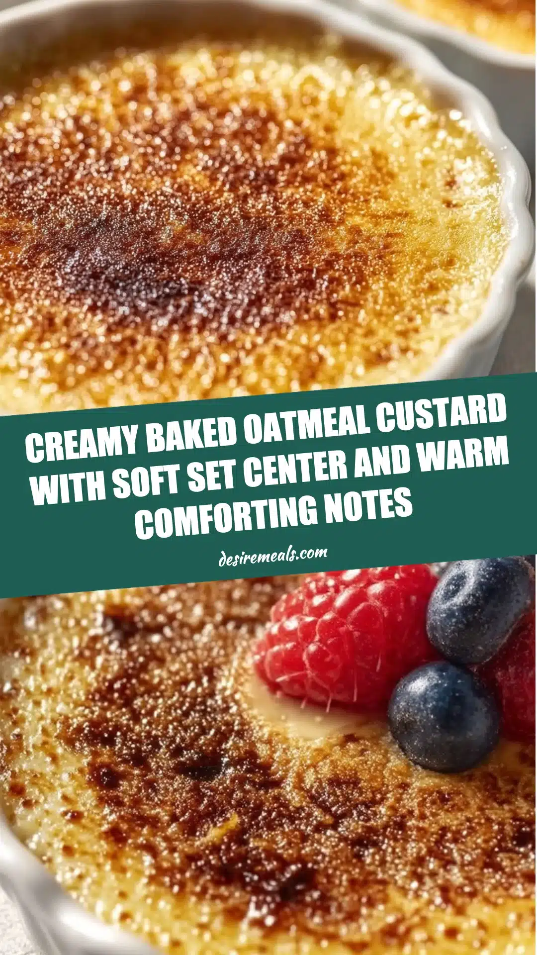 Creamy Baked Oatmeal Custard with soft set center and warm comforting notes