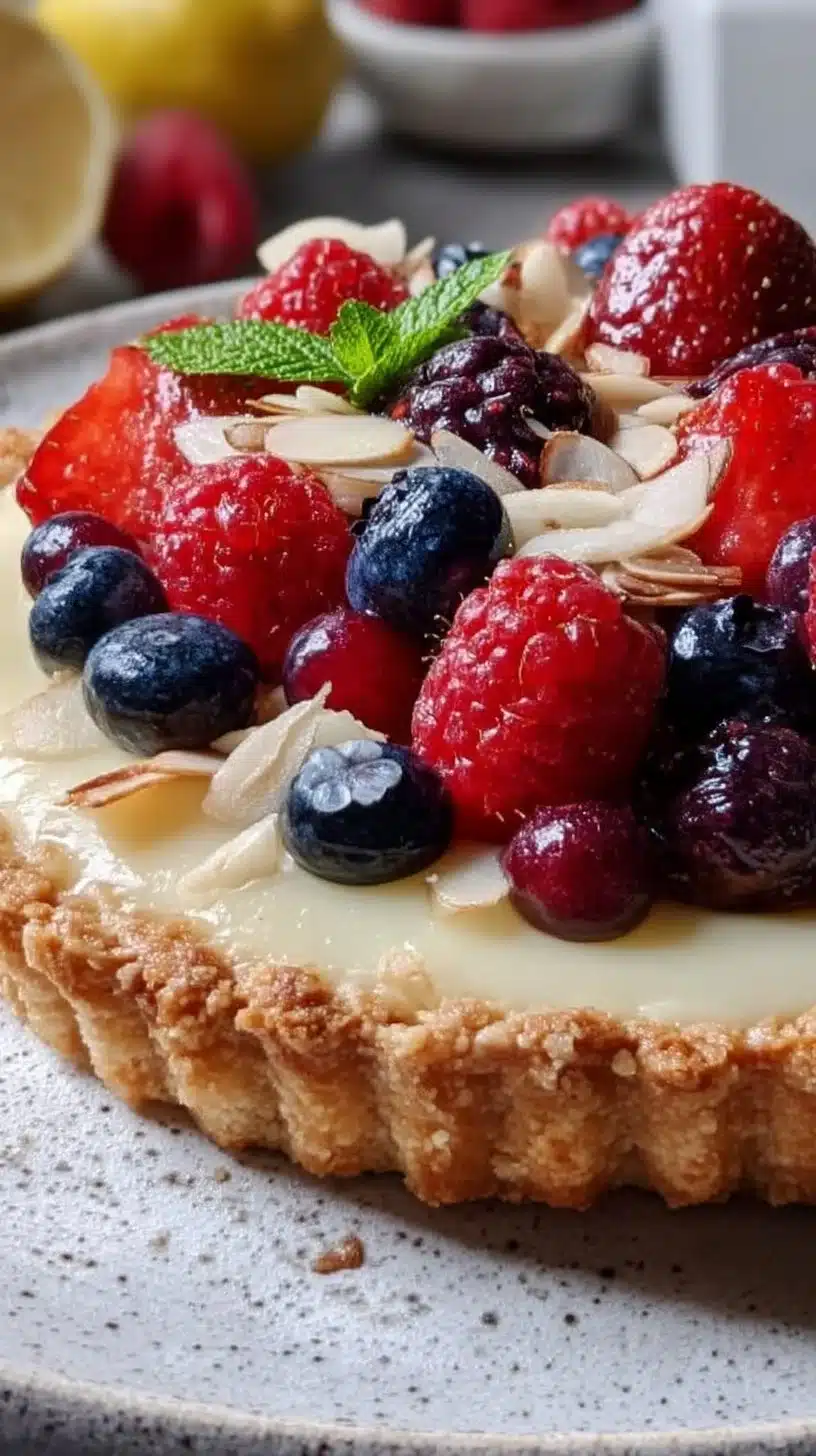 Easy Gluten-Free Spring Lemon Almond Tart with Fresh Berries