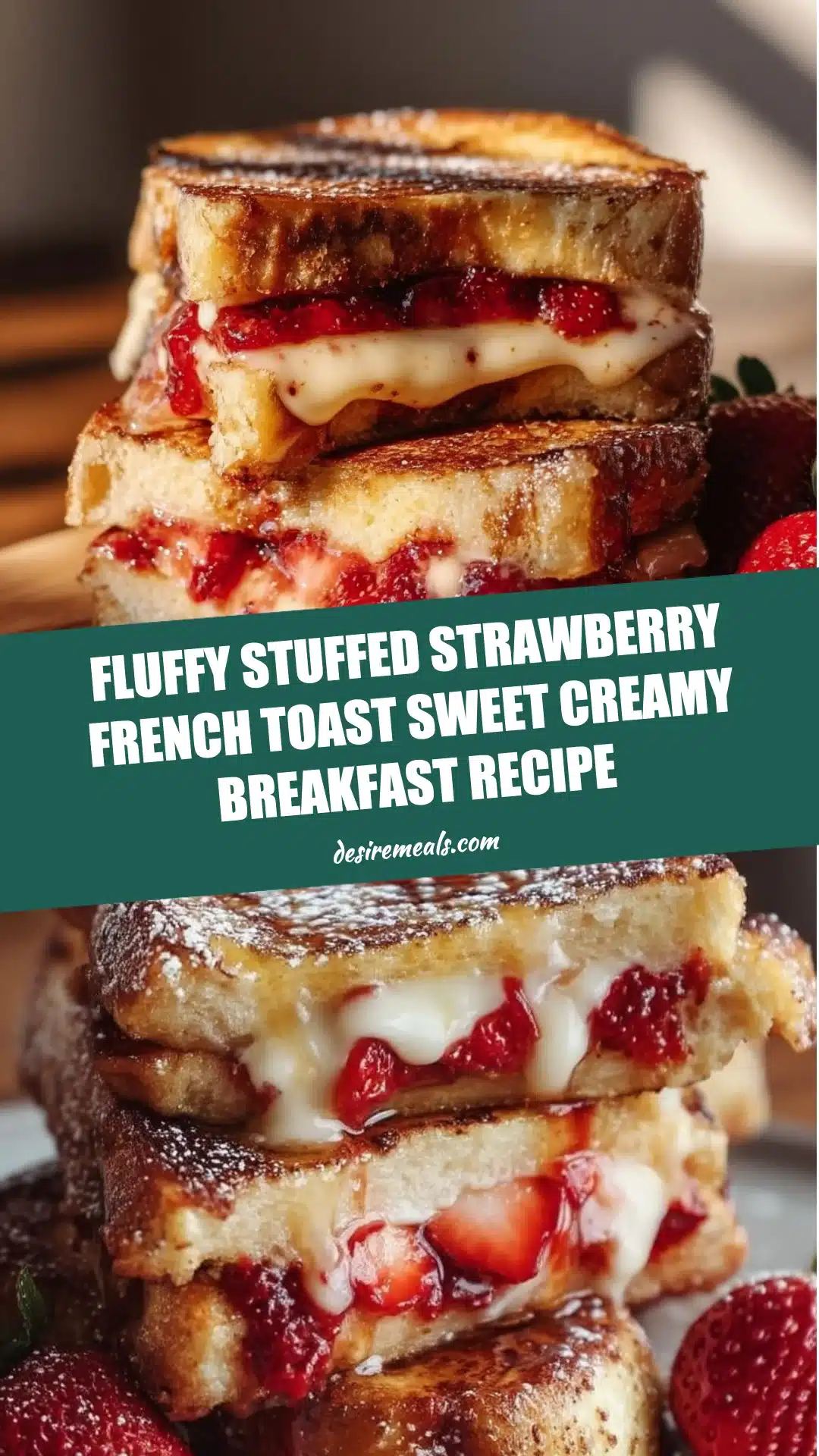 Fluffy Stuffed Strawberry French Toast Sweet Creamy Breakfast Recipe