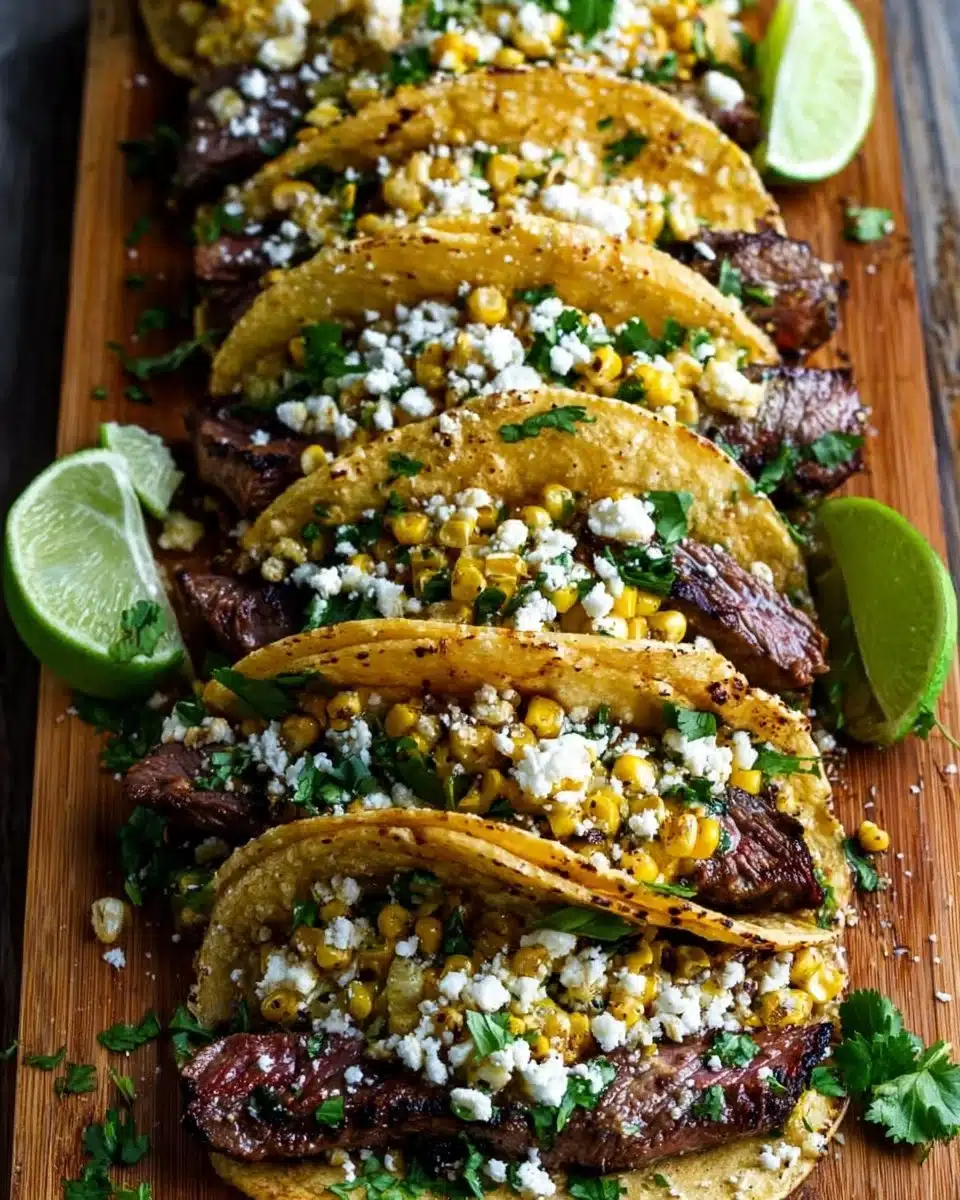 Delicious grilled steak tacos served in corn tortillas with fresh toppings.
