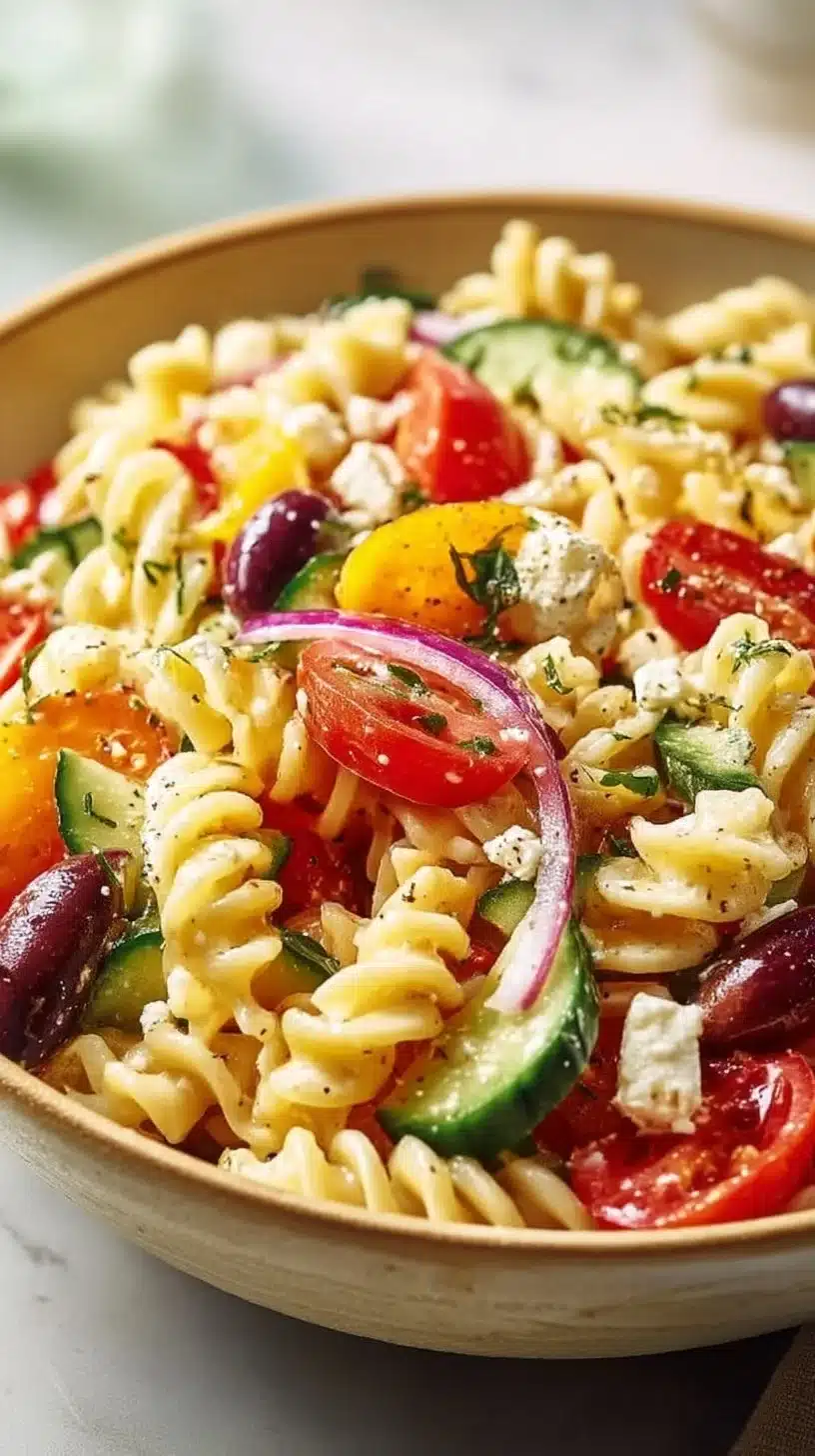 High Protein Greek Pasta Salad