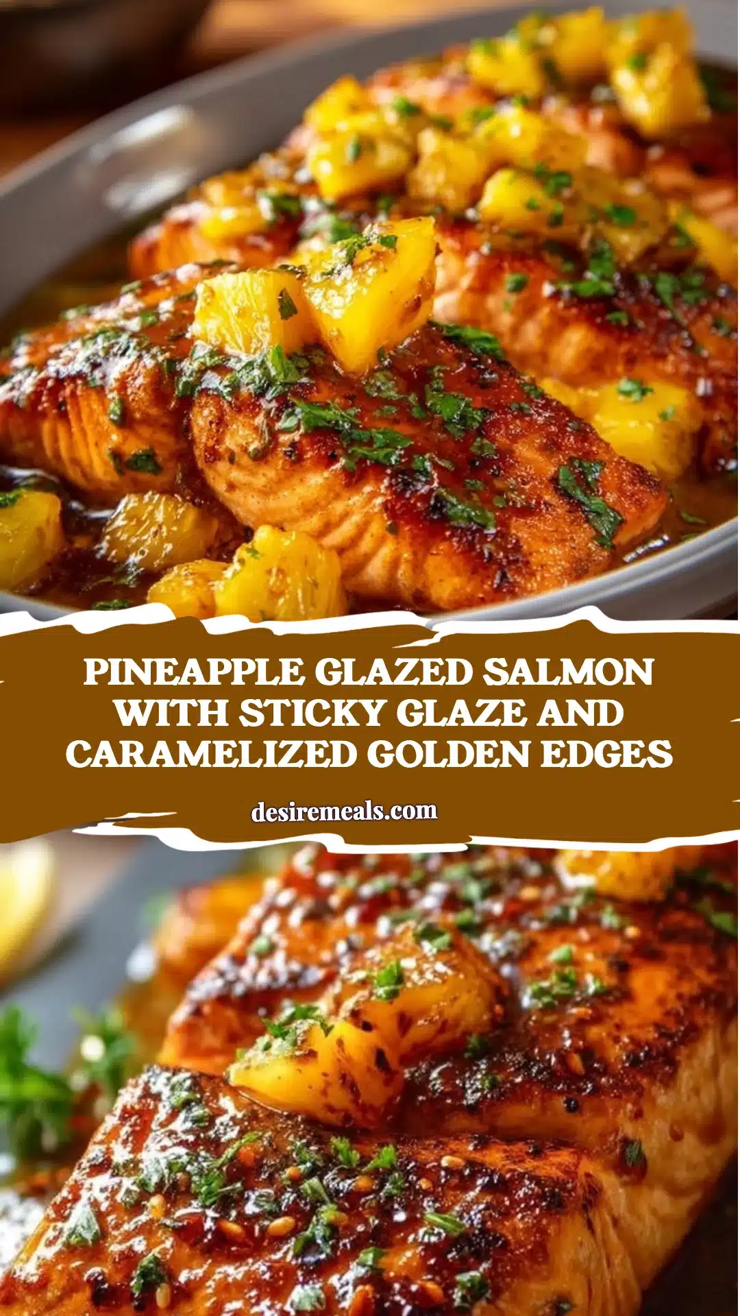 Pineapple Glazed Salmon with sticky glaze and caramelized golden edges
