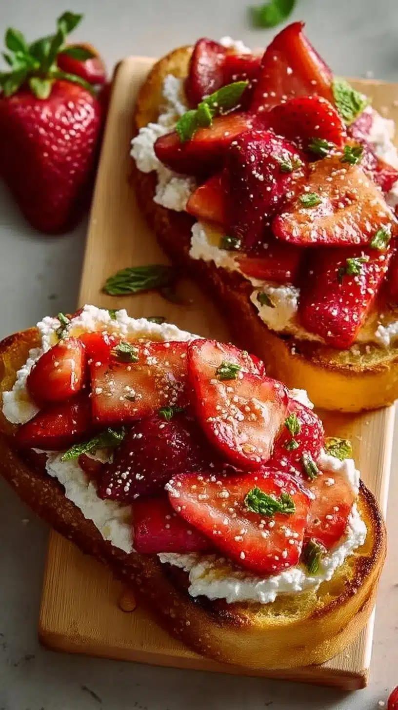 Roasted Strawberry Whipped Ricotta Toast