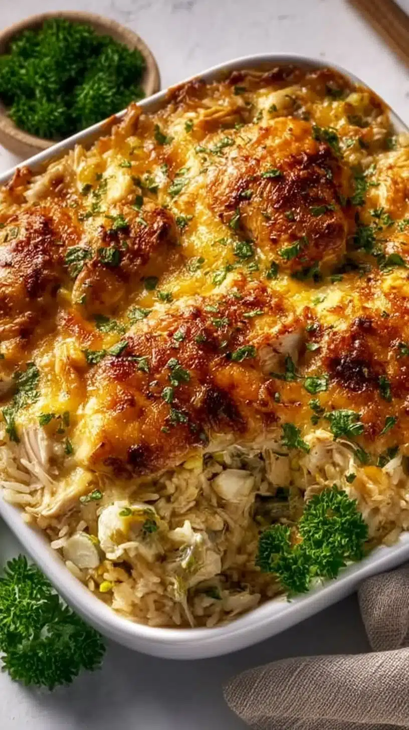 Simple Rotisserie Chicken and Rice Casserole