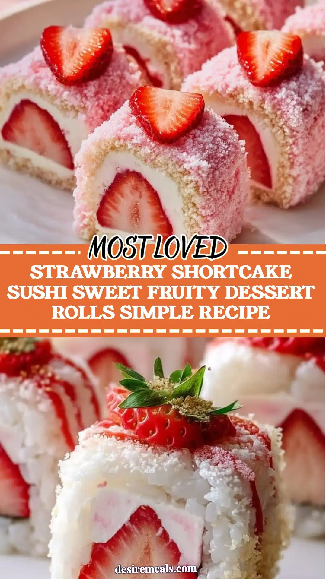 Strawberry Shortcake Sushi Sweet Fruity Dessert Rolls Simple Recipe