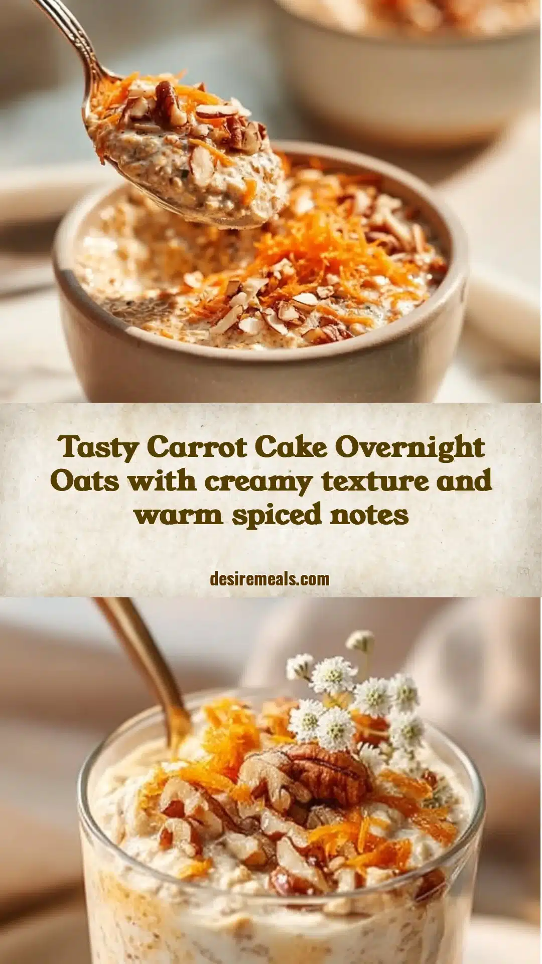 Tasty Carrot Cake Overnight Oats with creamy texture and warm spiced notes