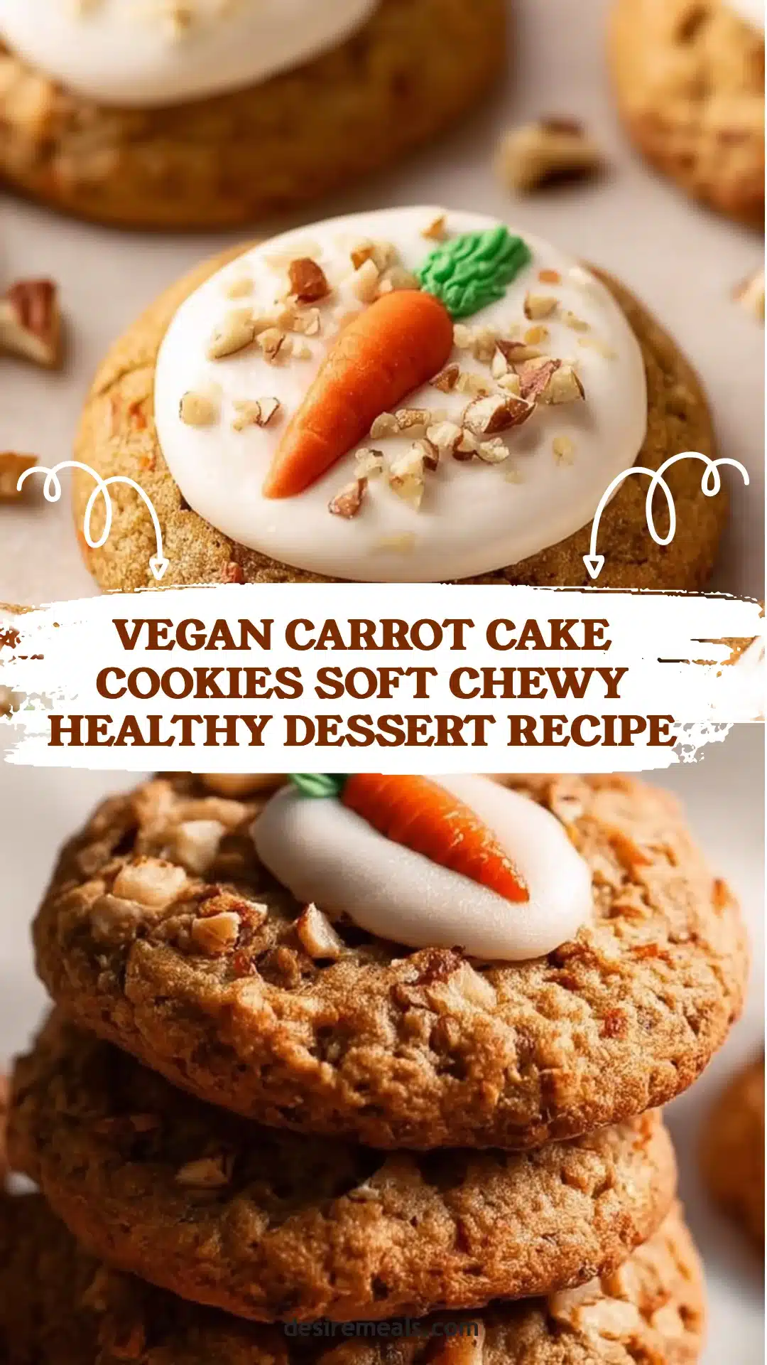 Vegan Carrot Cake Cookies Soft Chewy Healthy Dessert Recipe