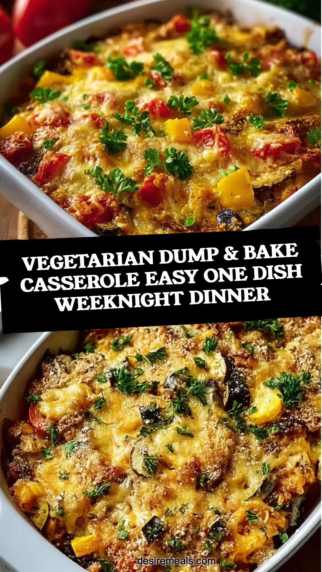 Vegetarian Dump & Bake Casserole Easy One Dish Weeknight Dinner
